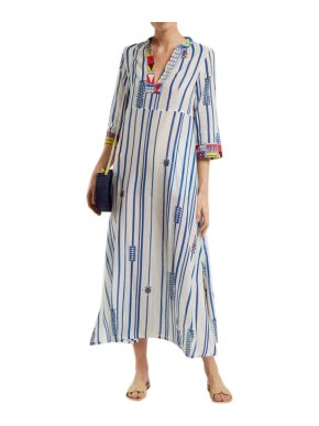 Le Sirenuse Positano Giada Afrika striped cotton dress