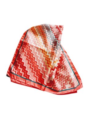 Missoni Pink Silk Zig Zag Print Scarf