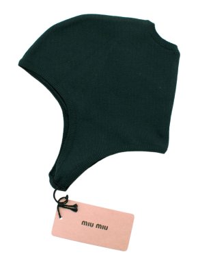 Miu Miu beanie cap in Cypress Green Stretch Silk