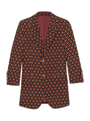 Gucci Men's Tailored Wicker Print Single Breasted Silk Jacket