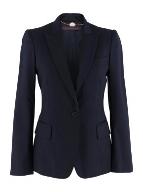 Stella McCartney Single-Breasted Wool Navy Blazer Jacket