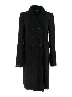 Joseph Black Lambskin & Shearling Double-breasted Coat