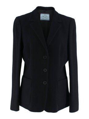 Prada Black Wool Single-Breasted Button Down Jacket