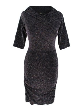 Maje Black Wrap Style Black Glittery Dress