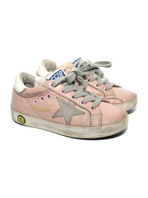 Golden Goose Kid's Pink Distressed Superstar Sneakers