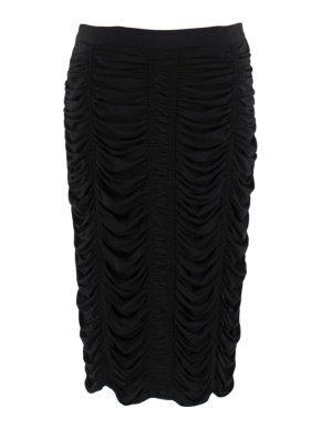 Burberry Black Ruched Midi Skirt