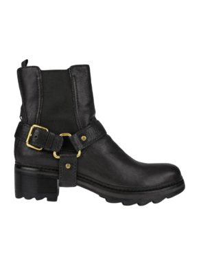 Prada Black Leather Buckle Detail Boots