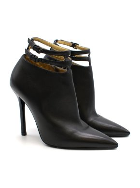 Bottega Veneta Black Leather Double Strap Booties