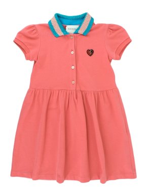 Gucci Pink Cotton Polo Dress with Metallic Collar