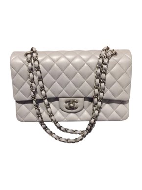 Chanel Grey Quilted Double Flap Bag