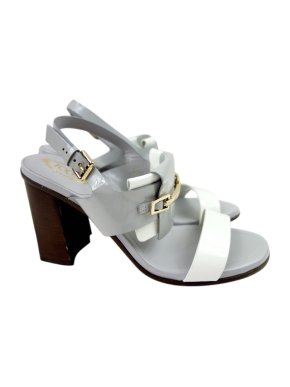 Tod's Grey & White Block Heel Sandals