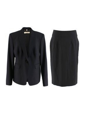 Burberry Black Single-Breasted Wool Skirt Suit