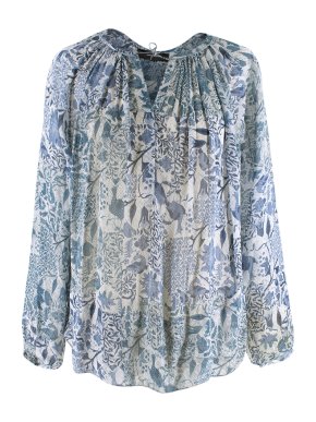 Isabel Marant Sheer Silk Blue Floral Blouse