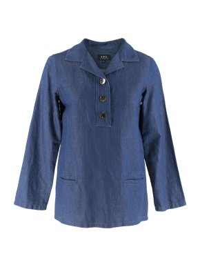 APC Blue Cotton Blend Denim Long-Sleeve Top