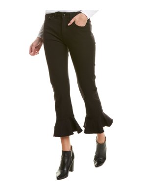 Escada Black Cropped Ruffle Hem Jeans
