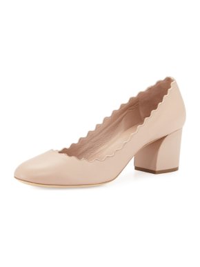 Chloe Leather Lauren Scalloped Pumps