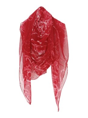 Alexander McQueen Red Silk Skull Print Scarf