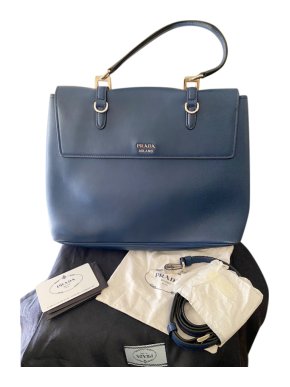 Prada Navy Blue Leather Satchel Bag