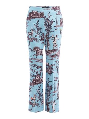 Max Mara Blue Cotton Pique Cigarette Pants