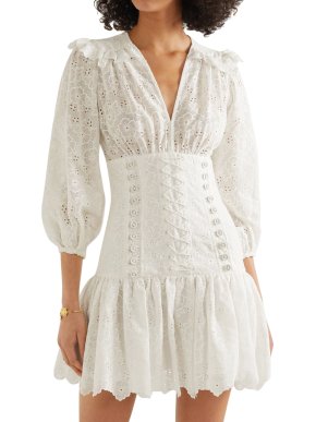 Zimmermann Honour lace-up broderie anglaise cotton mini dress