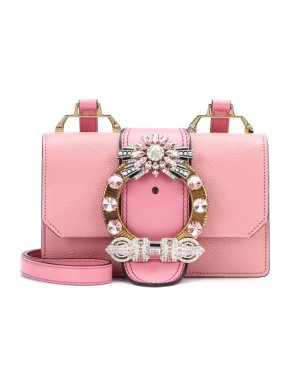 Miu Miu Crystal-embellished Madras Leather Shoulder Bag
