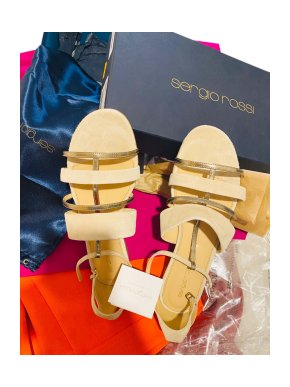 Sergio Rossi Leather T-Strap Sandals