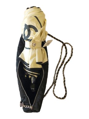 Chanel Beige/Black Umbrella with Quilted Case