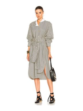 Loewe Asymmetric Striped Midi Shirt Dress