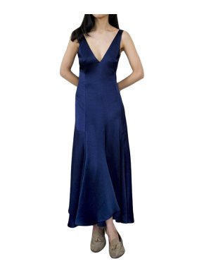 Catherine Quinn Satin Almodavar Midnight Blue Dress