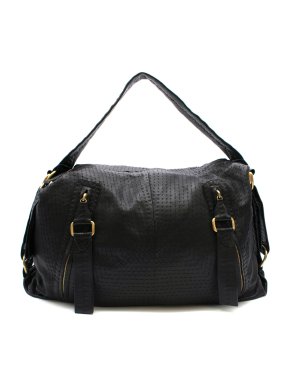 Loewe Overstich Detail Black Leather Weekend Bag