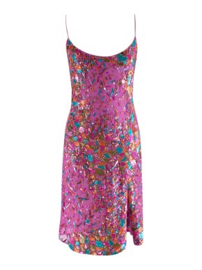 Julien Macdonald pink silk embellished slip dress