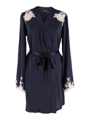 I.D Sarrieri Manhattan Morning Robe in Deep Marine/Rose