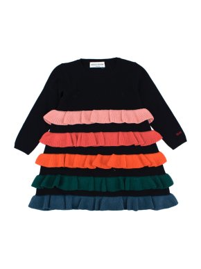 Sonia Rykiel Wool Dress with Mutlicolour Tiered Ruffles
