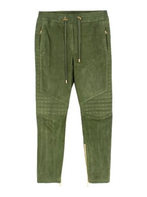 Balmain Quilted cropped suede track pants