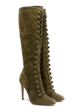 Gianvito Rossi Olive Green Suede Knee-High Boots