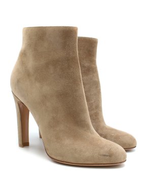 Gianvito Rossi Nude Suede Heeled Ankle Boots