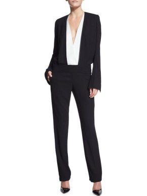 Haider Ackermann Black Long-sleeve Bicolor Jumpsuit
