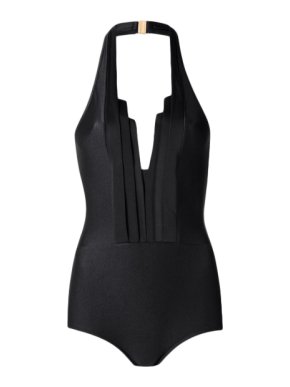 Adriana Degreas black pleated neckline swimsuit