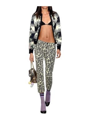 Sibling Leopard-print lace-up mid-rise slim-leg jeans