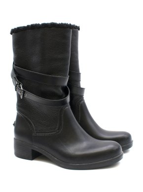 Coach Black Shearling Lined Leather Tall Boots