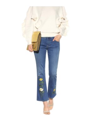 Stella McCartney Floral Embroidered Ankle Crop Jeans