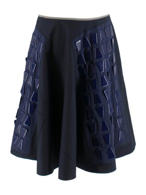 Prada Navy A-line Geometric Embellished Skirt