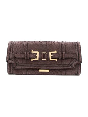 Burberry Dark Heather Buckle Python Clutch Bag