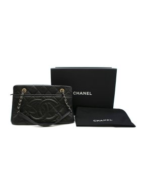 Chanel Black Quilted Caviar Leather Timeless Tote Bag