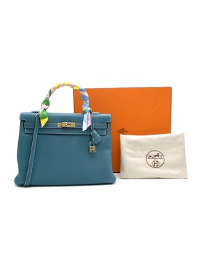 Hermes Togo Leather Blue Jean Kelly 35 PHW