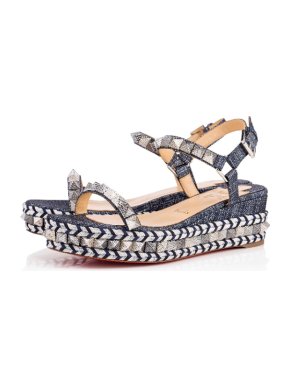 Christian Louboutin Pyraclou 60 In Studded Lame Denim