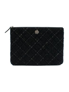 Chanel Black Lambskin & Tweed O Case
