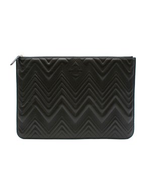 Chanel Black Lambskin Double Chevron O Case