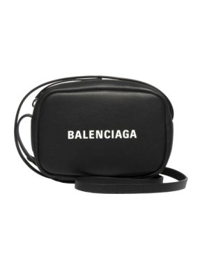 Balenciaga black leather cross body camera bag