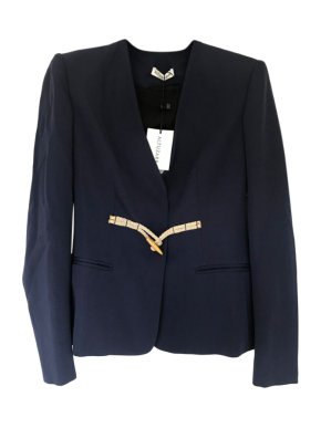 Altuzarra blue virgin wool jacket with gold fastening detail